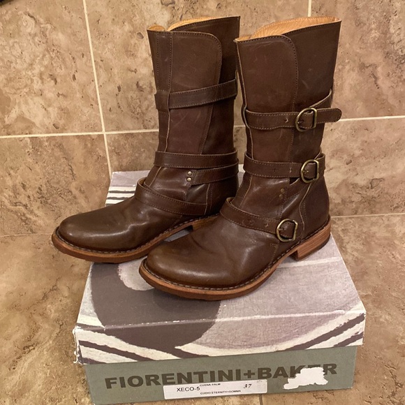 Fiorentini + Baker Eternity brown buckle moto boots Sz 37 ( approx 7) - Picture 2 of 15